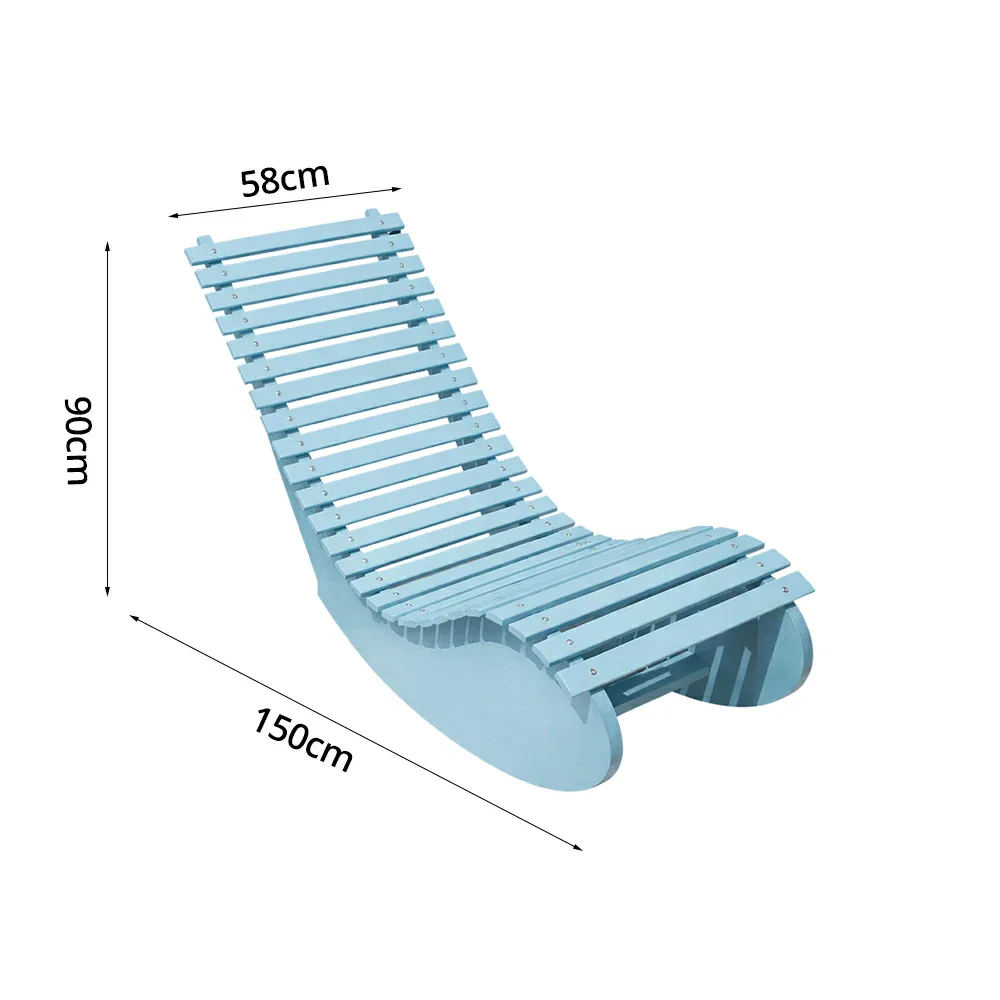 SOLARA Outdoor Rocking Chair - Smooth Curved Rocking Design, Solid Timber Construction, Weather-Resistant & Reinforced Frame - Blue - Image 5