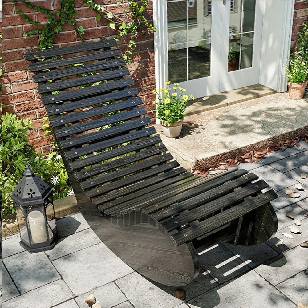 SOLARA Outdoor Rocking Chair - Smooth Curved Rocking Design, Solid Timber Construction, Weather-Resistant & Reinforced Frame - Black - Image 2