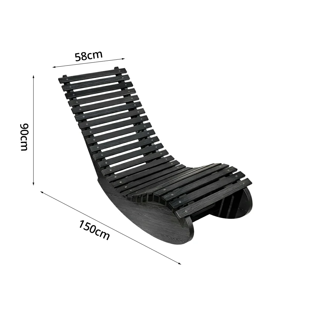 SOLARA Outdoor Rocking Chair - Smooth Curved Rocking Design, Solid Timber Construction, Weather-Resistant & Reinforced Frame - Black - Image 5