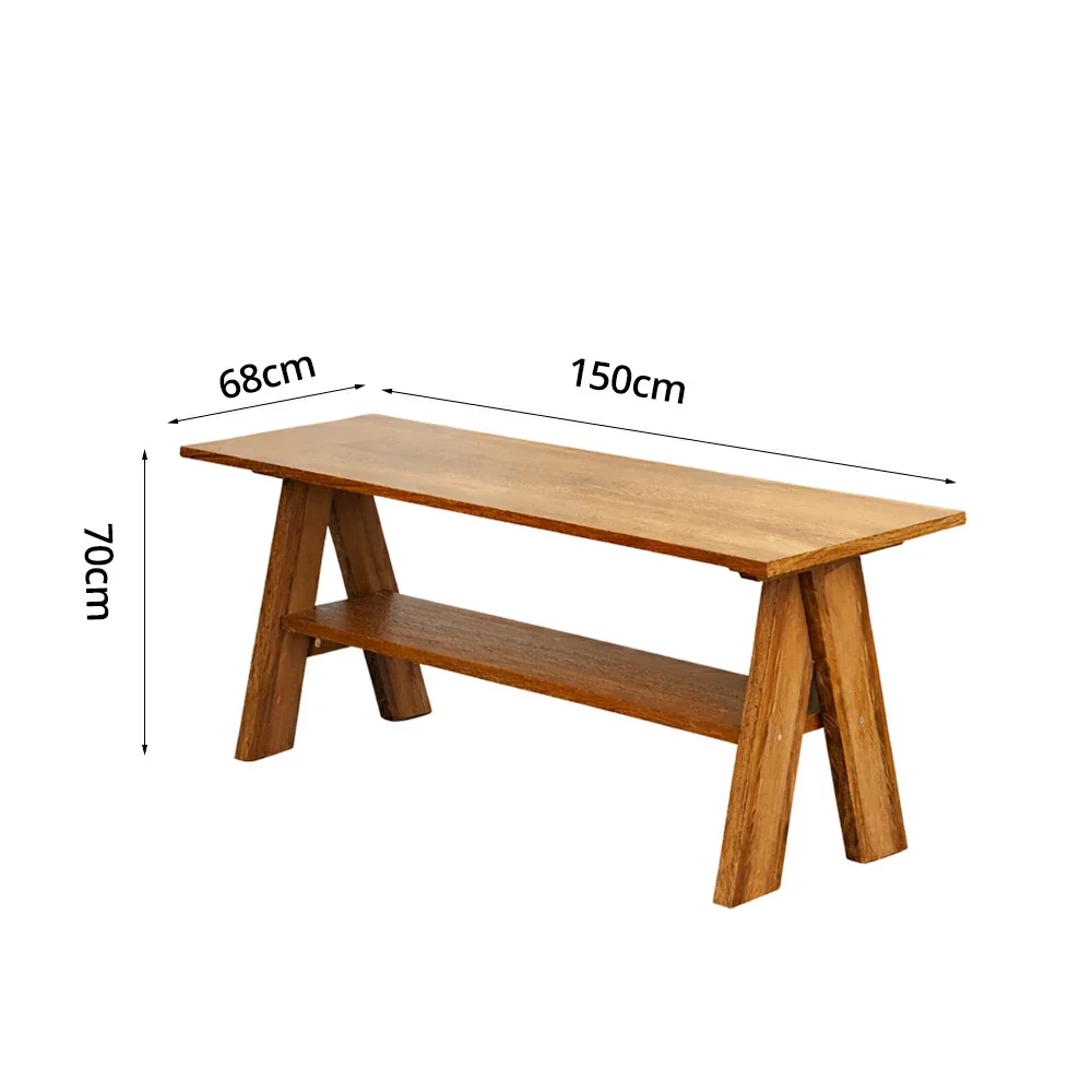 SOLARA 120/150cm Outdoor Garden Table - Heavy-Duty Solid Timber Construction, Weather-Resistant, Reinforced Crossbeam Support - Brown - Image 6