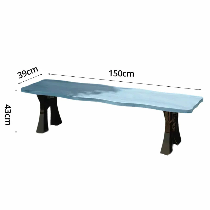 SOLARA 150/180cm Outdoor Garden Bench - Heavy-Duty Cast Iron Frame, Galvanised Support Structure, Adjustable Anti-Slip Legs - Blue - Image 5