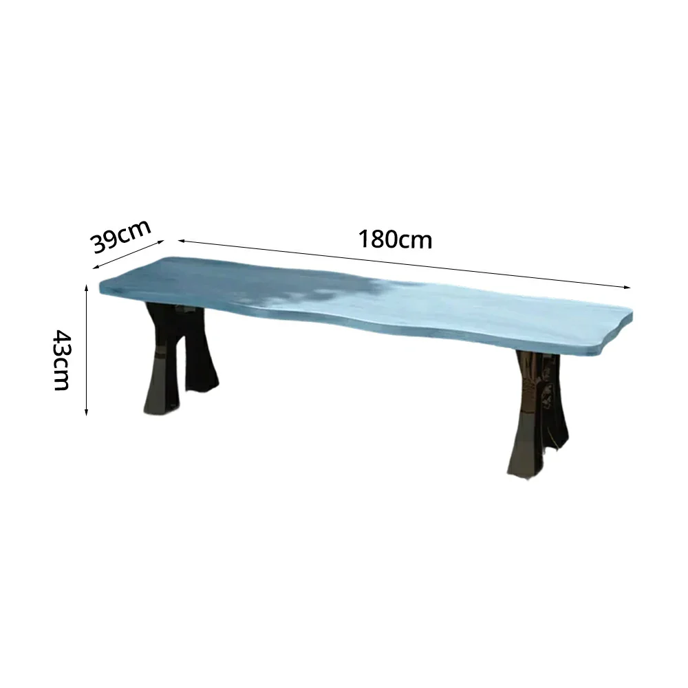 SOLARA 150/180cm Outdoor Garden Bench - Heavy-Duty Cast Iron Frame, Galvanised Support Structure, Adjustable Anti-Slip Legs - Blue - Image 6