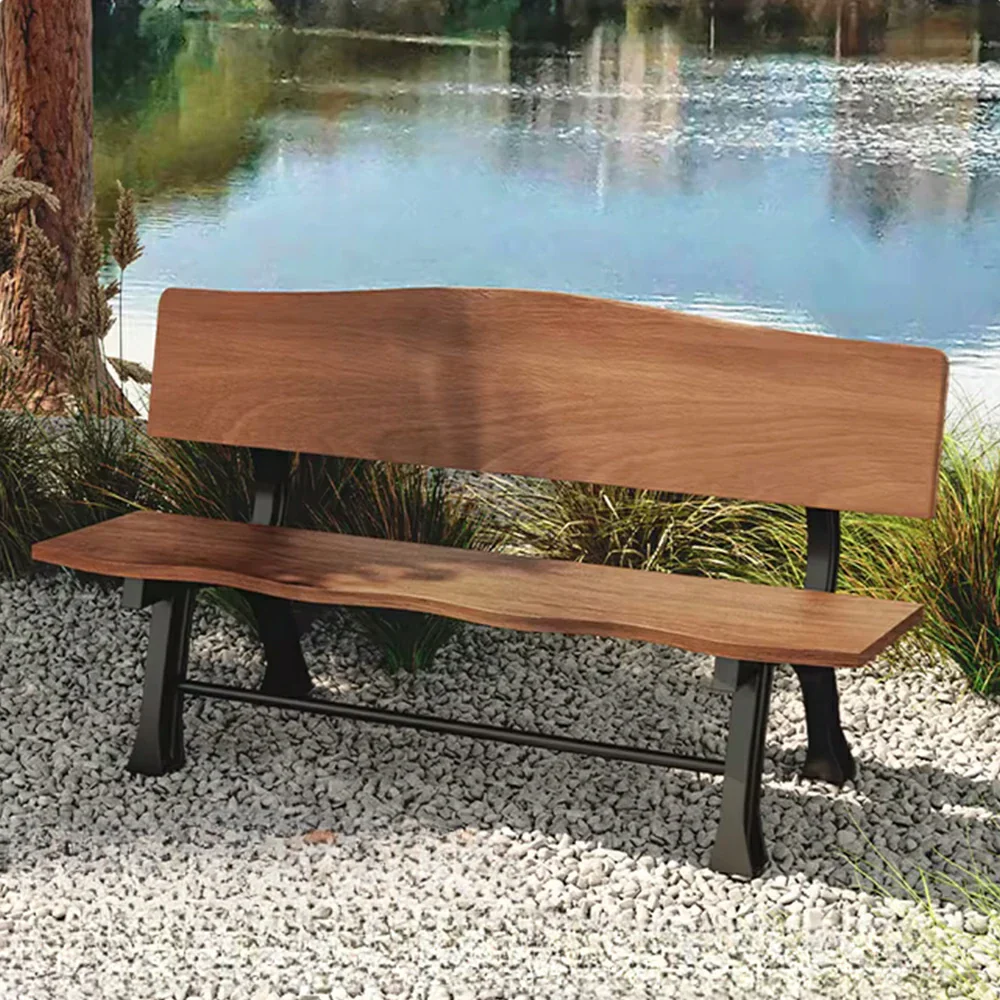 SOLARA 150/180cm Outdoor Garden Bench with Backrest - Heavy-Duty Cast Iron Frame, Galvanised Support Structure, Adjustable Anti-Slip Legs - Carbonized - Image 2