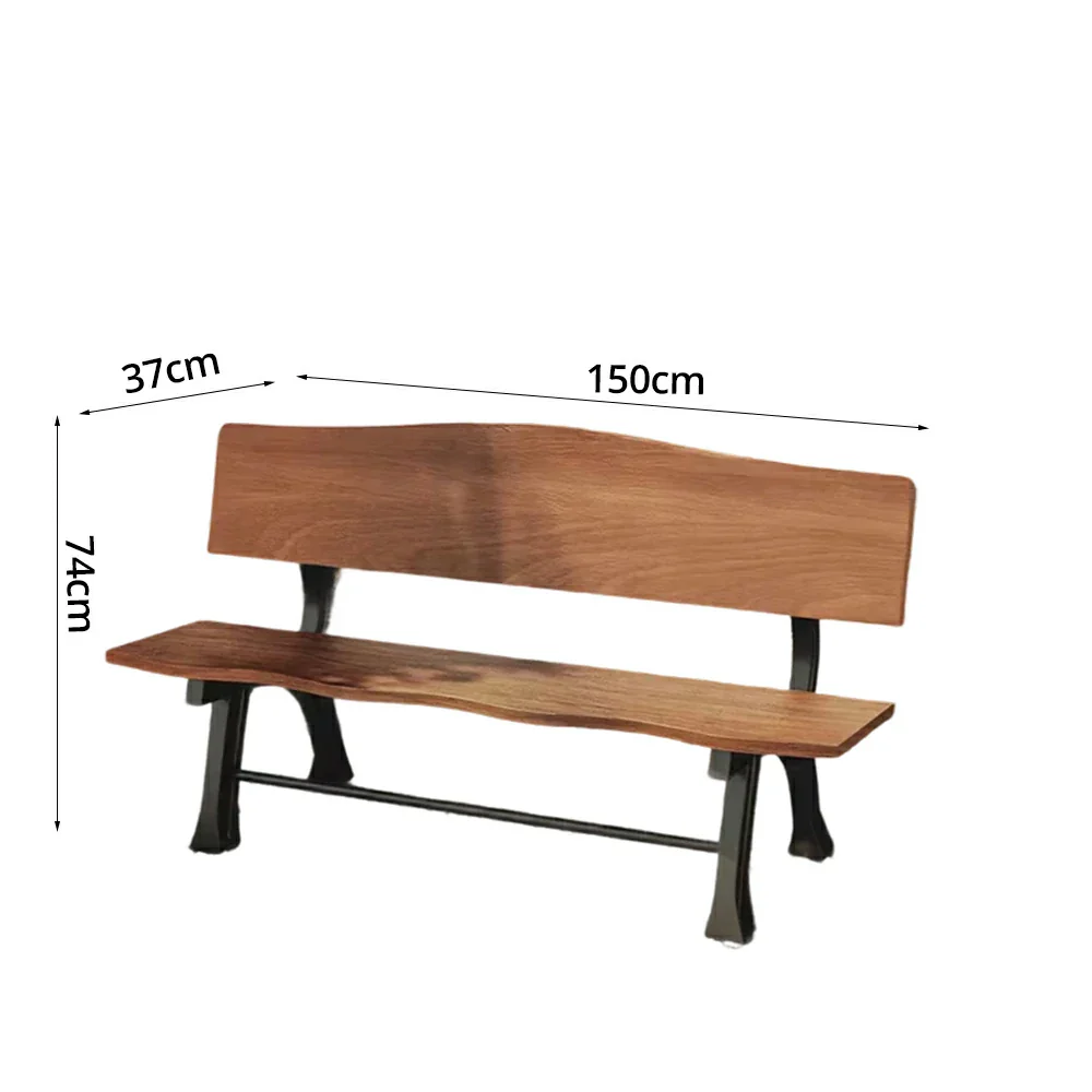 SOLARA 150/180cm Outdoor Garden Bench with Backrest - Heavy-Duty Cast Iron Frame, Galvanised Support Structure, Adjustable Anti-Slip Legs - Carbonized - Image 5