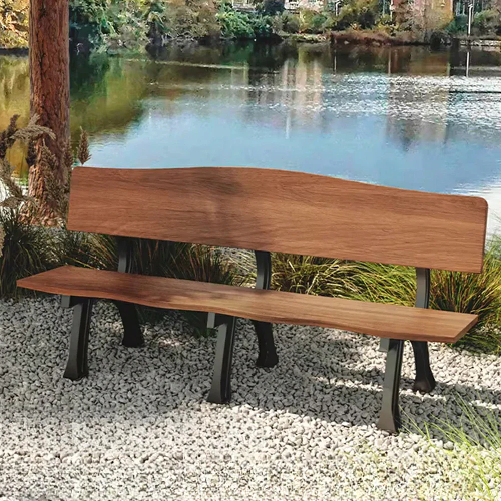SOLARA 150/180cm Outdoor Garden Bench with Backrest - Heavy-Duty Cast Iron Frame, Galvanised Support Structure, Adjustable Anti-Slip Legs - Carbonized - Image 7