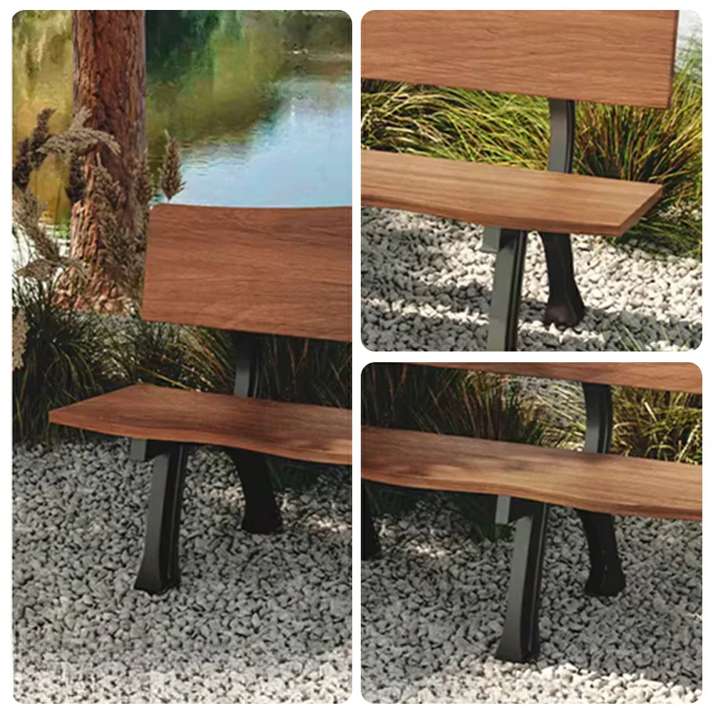 SOLARA 150/180cm Outdoor Garden Bench with Backrest - Heavy-Duty Cast Iron Frame, Galvanised Support Structure, Adjustable Anti-Slip Legs - Carbonized - Image 8