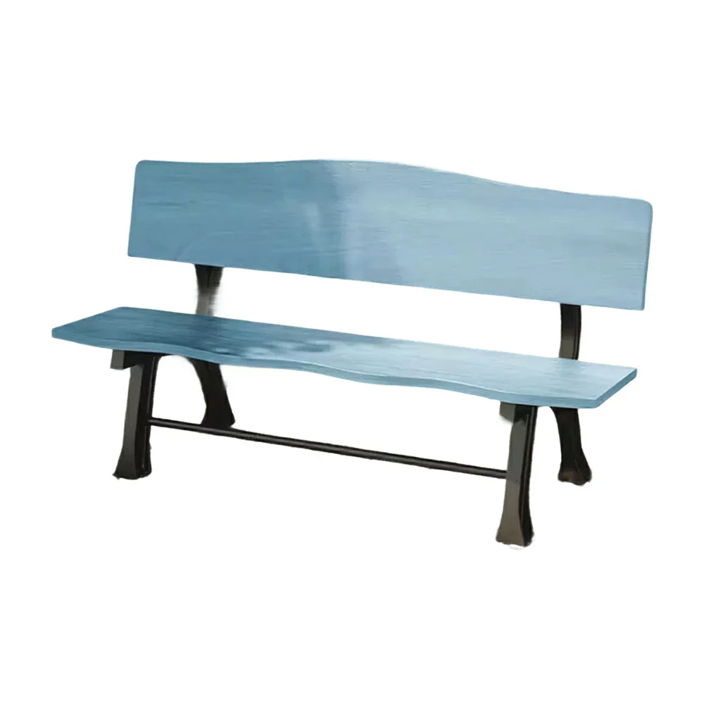 SOLARA 150/180cm Outdoor Garden Bench with Backrest - Heavy-Duty Cast Iron Frame, Galvanised Support Structure, Adjustable Anti-Slip Legs - Blue