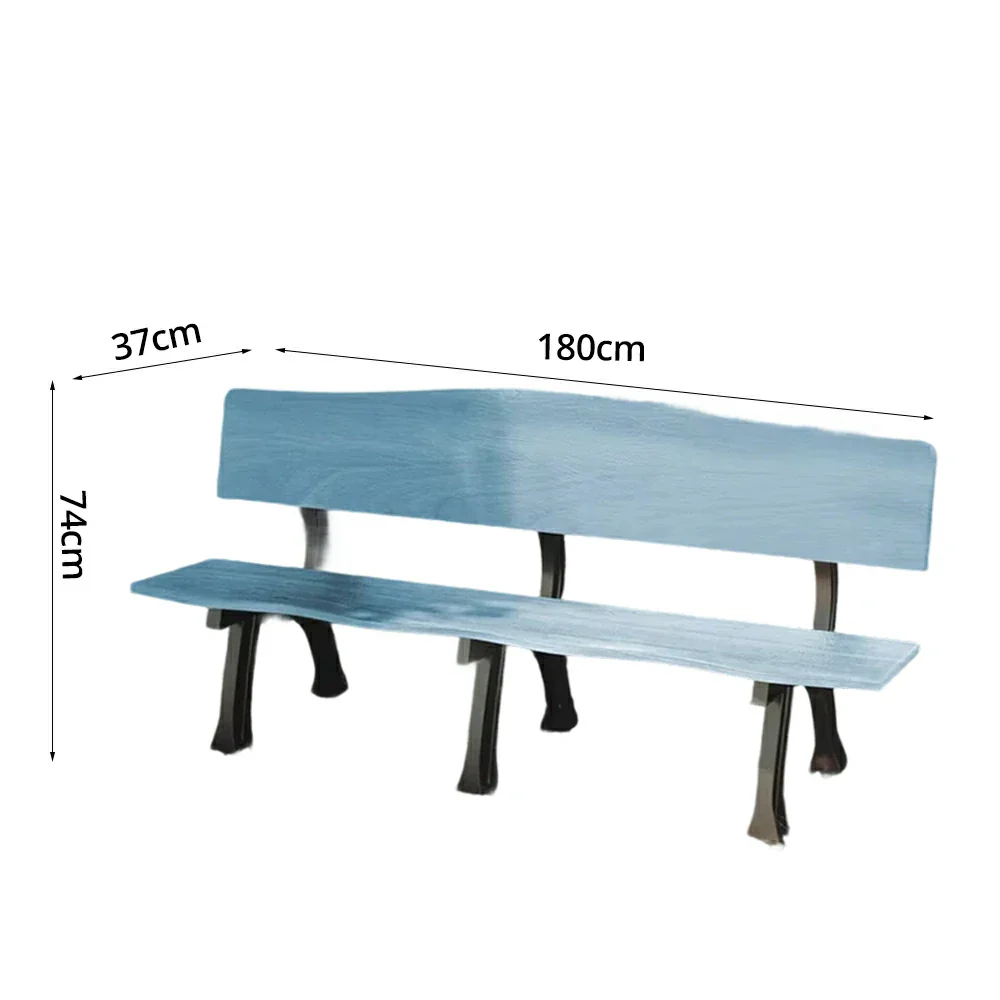 SOLARA 150/180cm Outdoor Garden Bench with Backrest - Heavy-Duty Cast Iron Frame, Galvanised Support Structure, Adjustable Anti-Slip Legs - Blue - Image 10