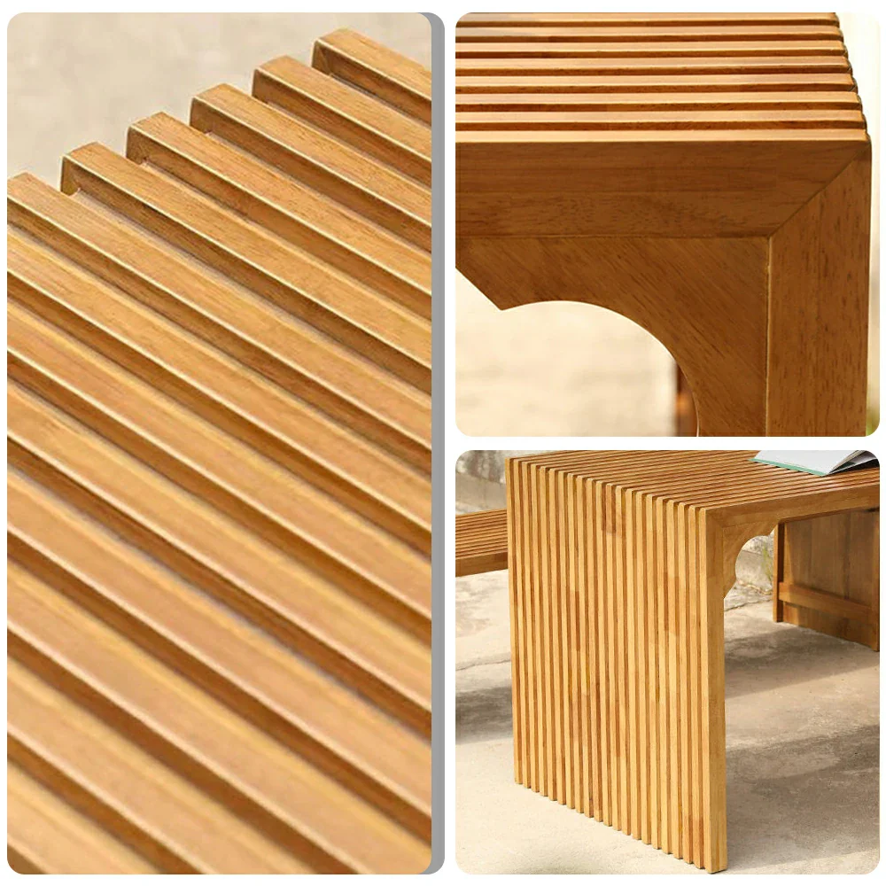 SOLARA Outdoor Timber Table - Heavy-Duty Solid Wood Construction, Weather-Protected Finish, Upgraded Slatted Design - Walnut - Image 3