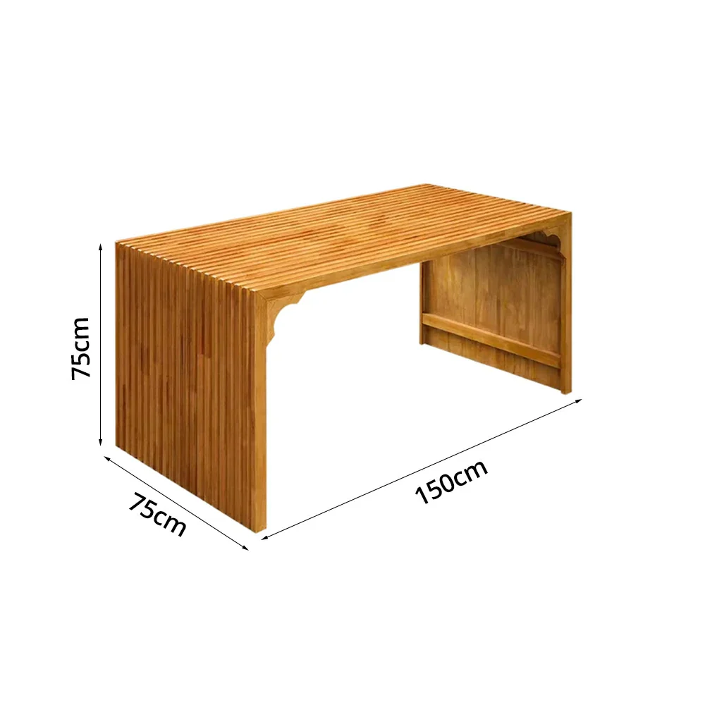 SOLARA Outdoor Timber Table - Heavy-Duty Solid Wood Construction, Weather-Protected Finish, Upgraded Slatted Design - Walnut - Image 5