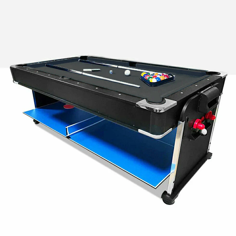 VERSA 4-IN-1 6FT Convertible Game Table - Air Hockey, Pool, Table Tennis & Dining, Space-Saving Black Frame, Free Accessories - Black Felt - Image 2