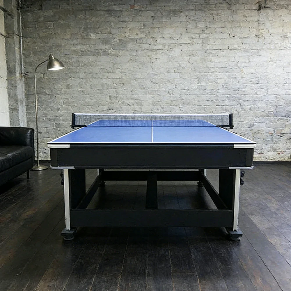 VERSA 4-IN-1 6FT Convertible Game Table - Air Hockey, Pool, Table Tennis & Dining, Space-Saving Black Frame, Free Accessories - Blue Felt - Image 11