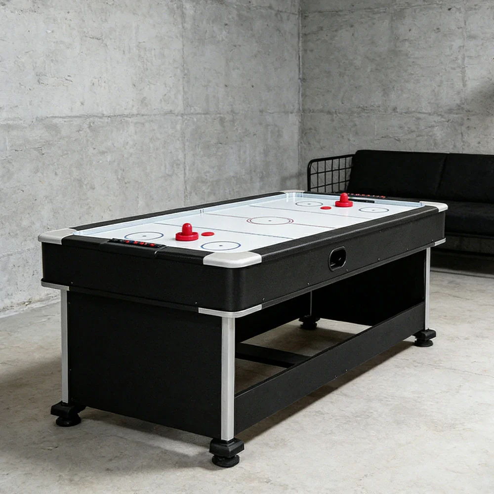 VERSA 4-IN-1 6FT Convertible Game Table - Air Hockey, Pool, Table Tennis & Dining, Space-Saving Black Frame, Free Accessories - Blue Felt - Image 13