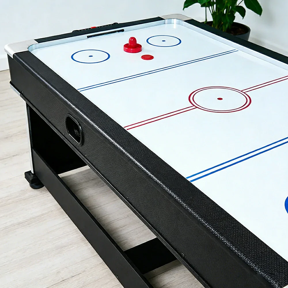 VERSA 4-IN-1 6FT Convertible Game Table - Air Hockey, Pool, Table Tennis & Dining, Space-Saving Black Frame, Free Accessories - Blue Felt - Image 14