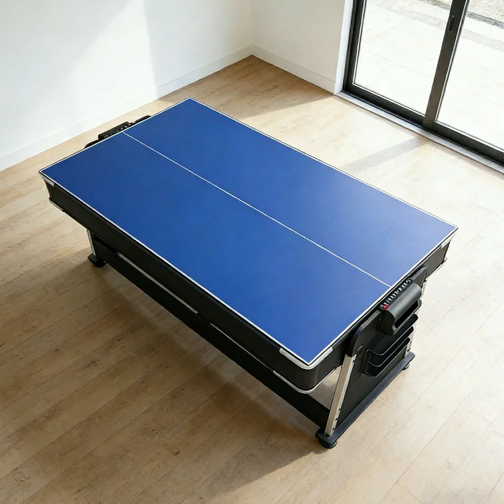 VERSA 4-IN-1 6FT Convertible Game Table - Air Hockey, Pool, Table Tennis & Dining, Space-Saving Black Frame, Free Accessories - Red Felt - Image 10