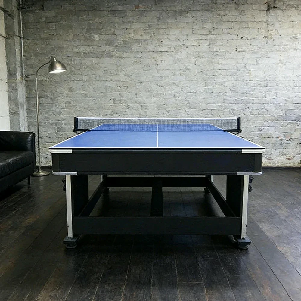 VERSA 4-IN-1 6FT Convertible Game Table - Air Hockey, Pool, Table Tennis & Dining, Space-Saving Black Frame, Free Accessories - Red Felt - Image 11