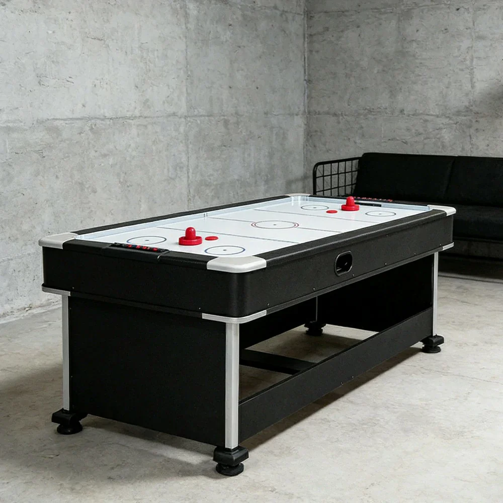 VERSA 4-IN-1 6FT Convertible Game Table - Air Hockey, Pool, Table Tennis & Dining, Space-Saving Black Frame, Free Accessories - Red Felt - Image 13
