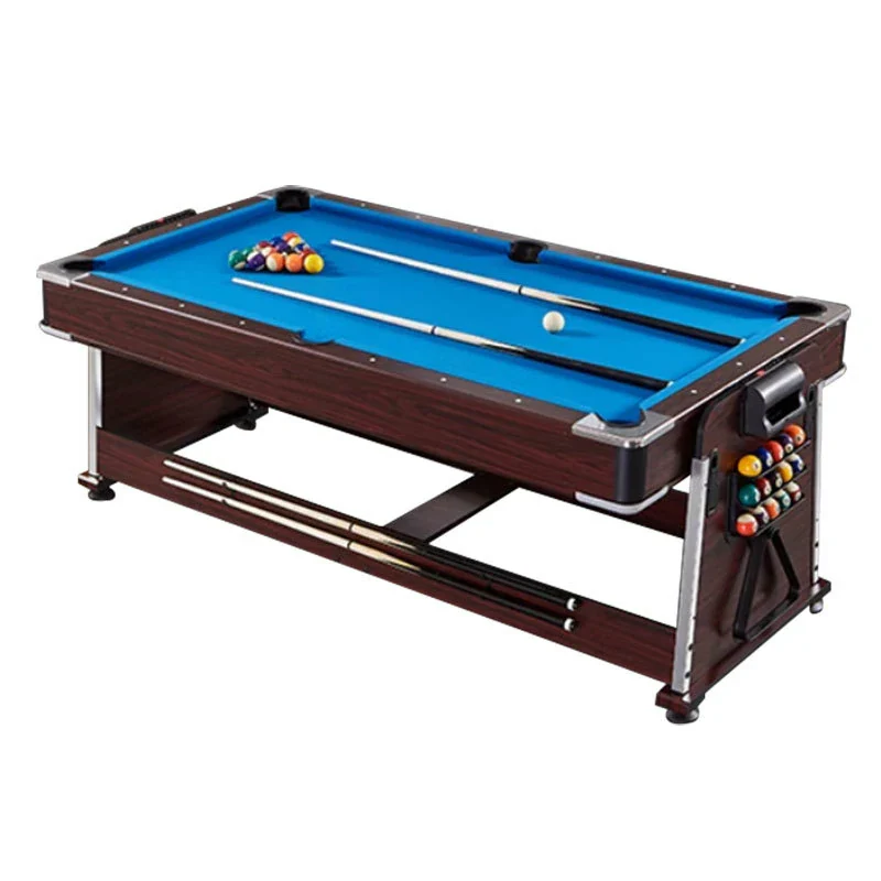 VERSA 4-IN-1 6FT Convertible Game Table - Air Hockey, Pool, Table Tennis & Dining, Space-Saving Brown Frame, Free Accessories - Blue Felt - Image 2