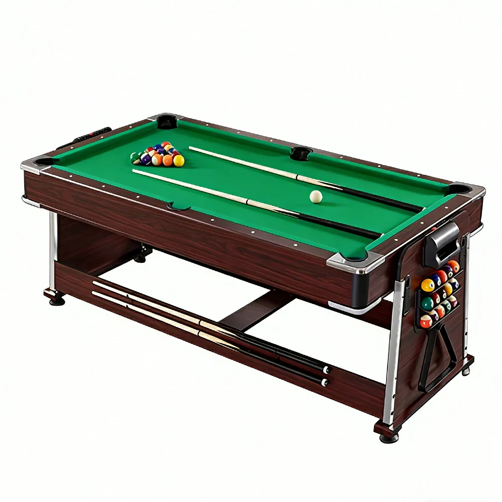 VERSA 4-IN-1 6FT Convertible Game Table - Air Hockey, Pool, Table Tennis & Dining, Space-Saving Brown Frame, Free Accessories - Green Felt - Image 2