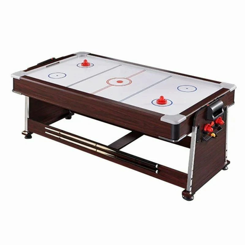 VERSA 4-IN-1 6FT Convertible Game Table - Air Hockey, Pool, Table Tennis & Dining, Space-Saving Brown Frame, Free Accessories - Red Felt - Image 12