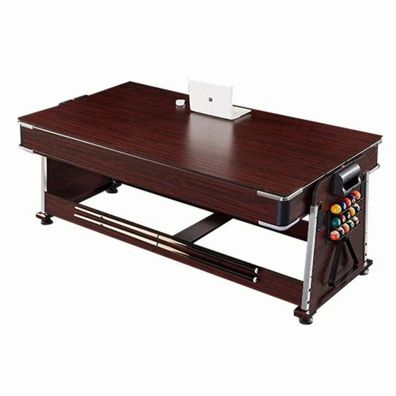VERSA 4-IN-1 6FT Convertible Game Table - Air Hockey, Pool, Table Tennis & Dining, Space-Saving Brown Frame, Free Accessories - Red Felt - Image 6