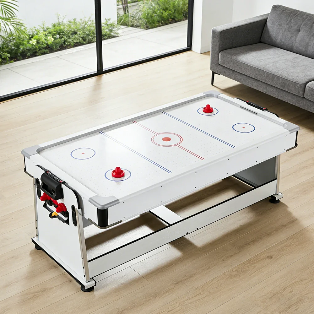 VERSA NEW 2026 UPGRADE MODEL 4-IN-1 6FT Convertible Game Table – Air Hockey, Pool, Table Tennis & Dining, Space-Saving White Frame, Free Accessories - Black Felt - Image 14