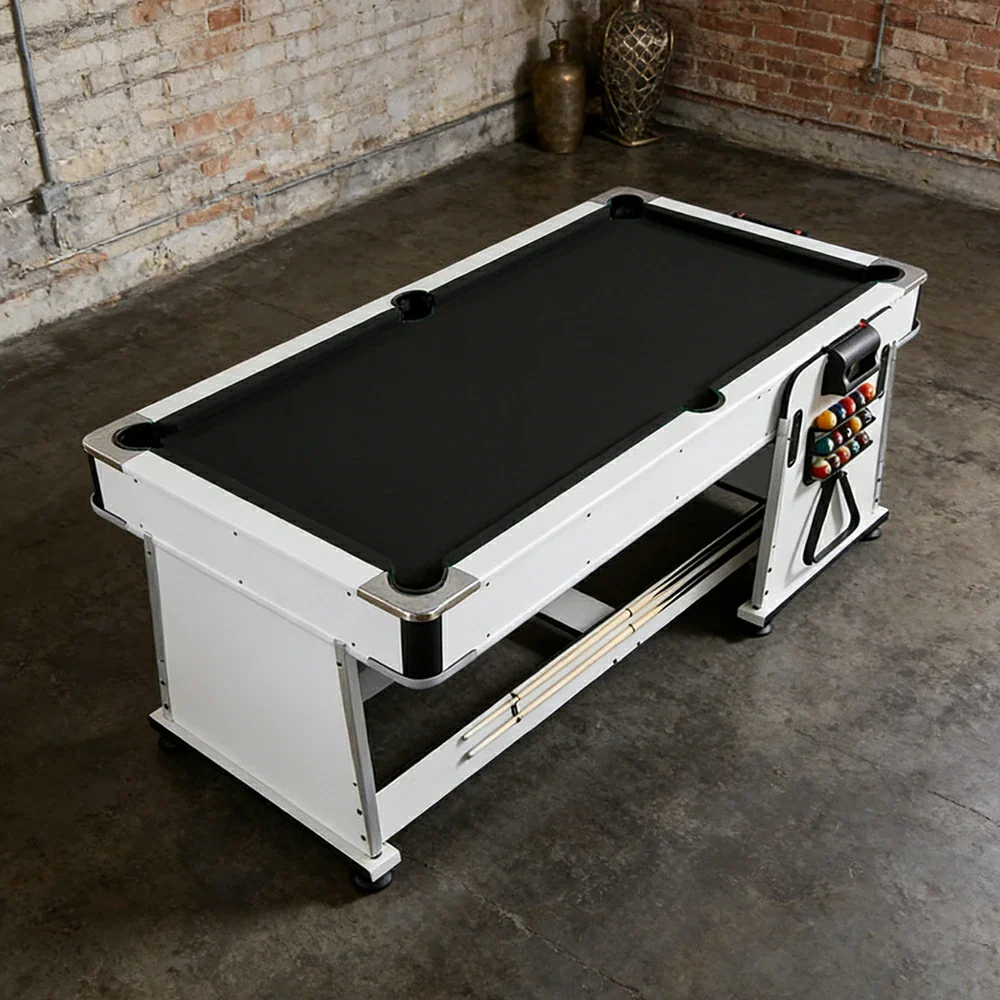 VERSA NEW 2026 UPGRADE MODEL 4-IN-1 6FT Convertible Game Table – Air Hockey, Pool, Table Tennis & Dining, Space-Saving White Frame, Free Accessories - Black Felt - Image 3