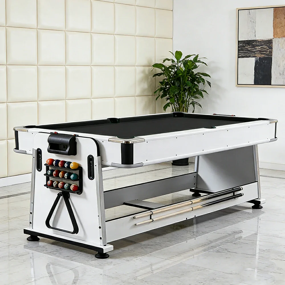 VERSA NEW 2026 UPGRADE MODEL 4-IN-1 6FT Convertible Game Table – Air Hockey, Pool, Table Tennis & Dining, Space-Saving White Frame, Free Accessories - Black Felt - Image 5
