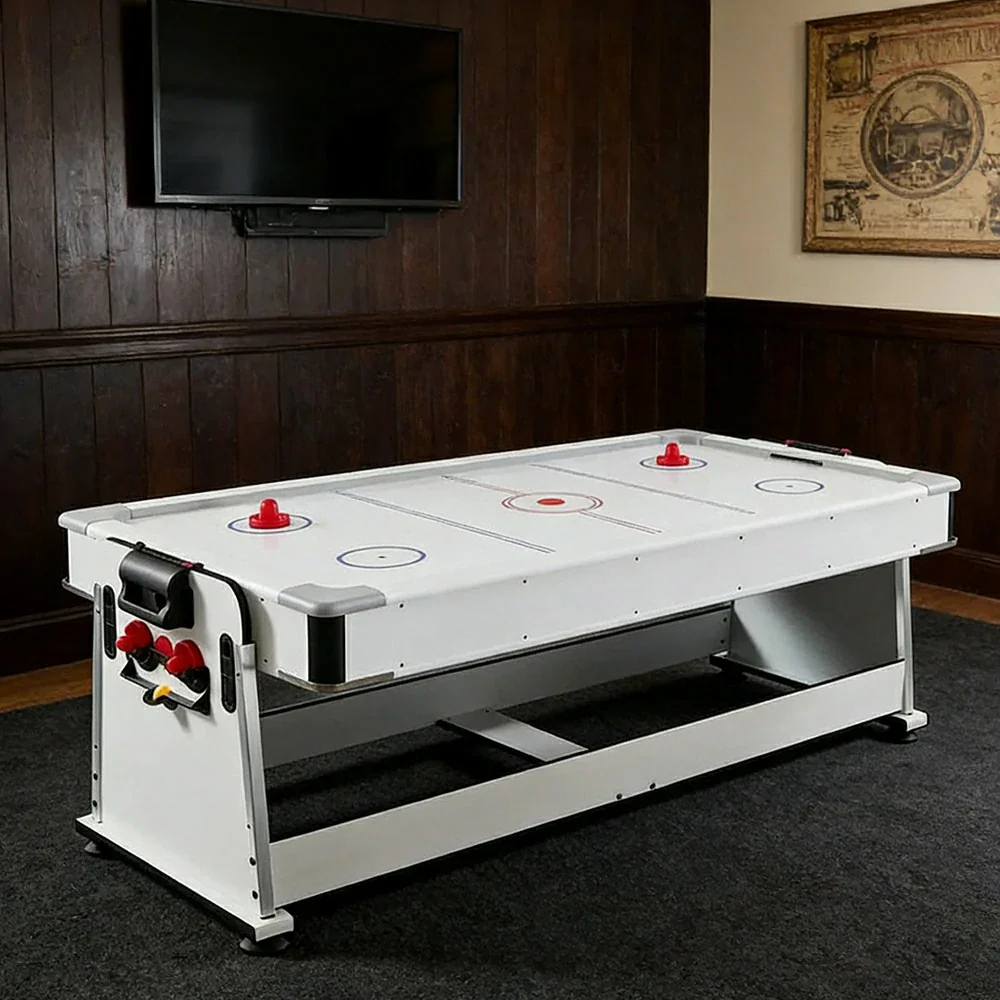 VERSA NEW 2026 UPGRADE MODEL 4-IN-1 6FT Convertible Game Table – Air Hockey, Pool, Table Tennis & Dining, Space-Saving White Frame, Free Accessories - Red Felt - Image 14
