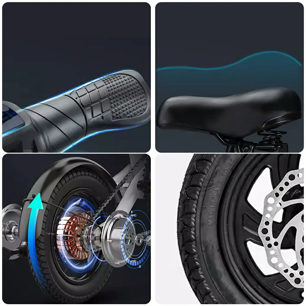 VOLTUS Electric Bike 400W Motor, 36V Lithium Battery, Waterproof, Adjustable Height, Aluminum Frame, 40km Assist Range, Extended Mudguards - Image 3