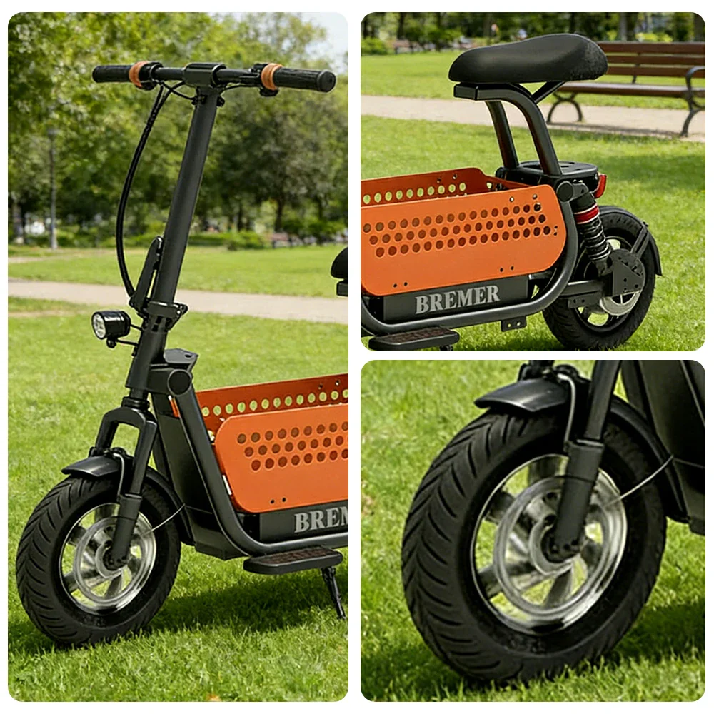 VOLTUS Foldable Electric Scooter Bike, 48V500W Motor, Triple Riding Modes, High Carbon Steel & Aluminium Frame, Large Storage Basket, Dual Suspension - Image 3