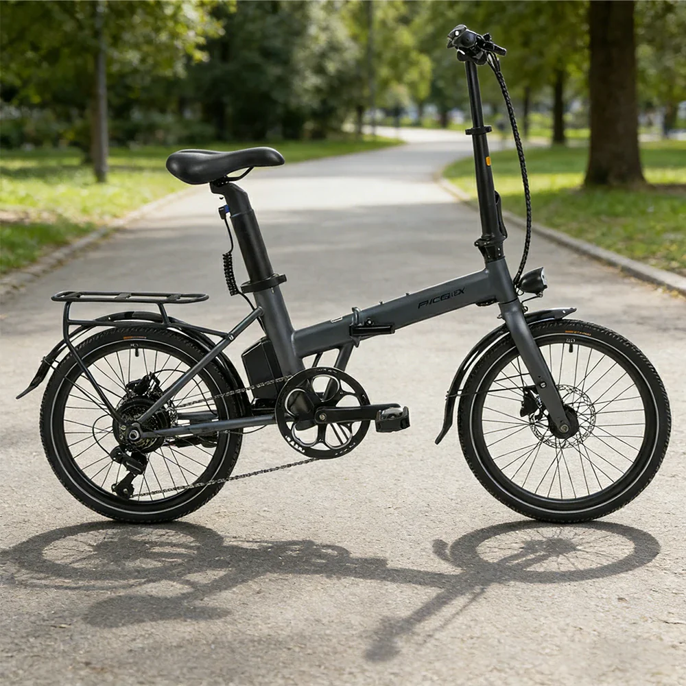 VOLTUS Electric Bike 36V 8/12AH 350W Motor, Shimano 7-Speed, High-Carbon Steel Frame, Removable Battery, LED Light, Foldable, 20-Inch Wheels - Grey - Image 2
