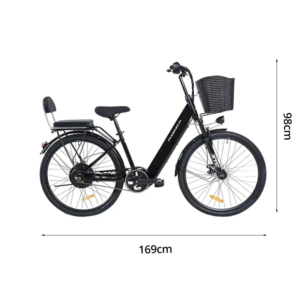 VOLTUS Electric Bike 36V 15/20AH Motor, Single-Speed, High-Carbon Steel Frame, Lithium Battery, Disc Brakes, 26-Inch Wheels - Black - Image 5