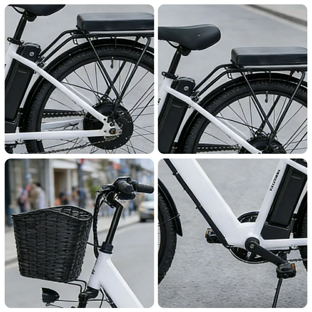 VOLTUS Electric Bike 36V 15/20AH Motor, Single-Speed, High-Carbon Steel Frame, Lithium Battery, Disc Brakes, 26-Inch Wheels - White - Image 3