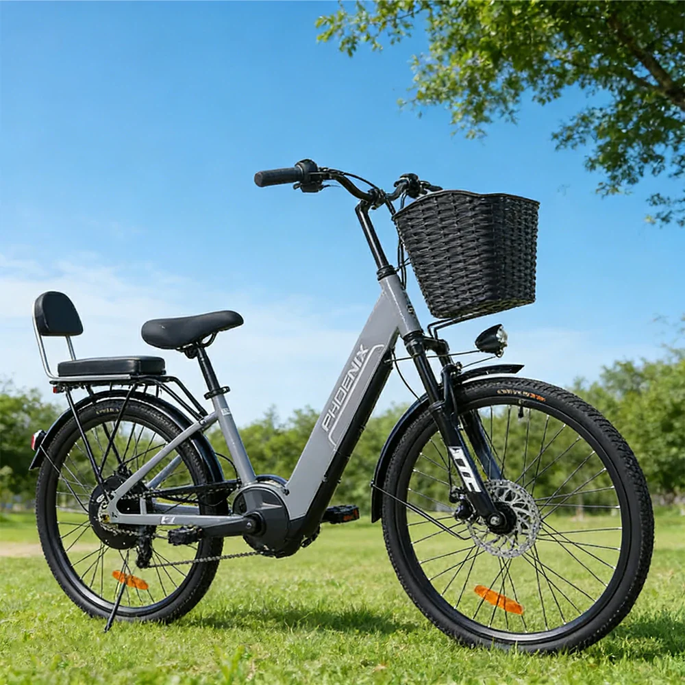VOLTUS Electric Bike 36V 15/20AH Motor, Single-Speed, High-Carbon Steel Frame, Lithium Battery, Disc Brakes, 26-Inch Wheels - Grey - Image 2
