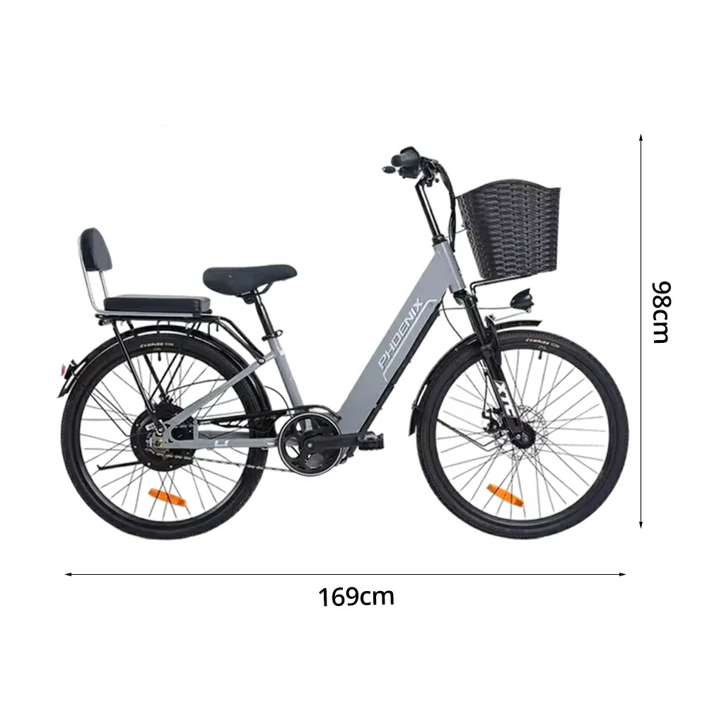 VOLTUS Electric Bike 36V 15/20AH Motor, Single-Speed, High-Carbon Steel Frame, Lithium Battery, Disc Brakes, 26-Inch Wheels - Grey - Image 5