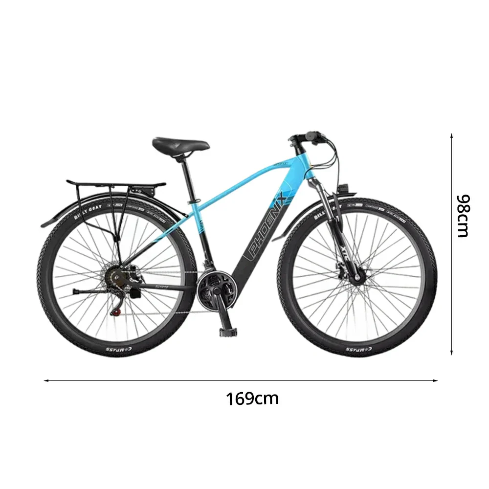 VOLTUS 26-Inch Electric Bike, 48V400W Motor, 21-Speed Gears, High Carbon Steel Frame, Spoked Wheels, Hidden Waterproof Battery - Blue - Image 5