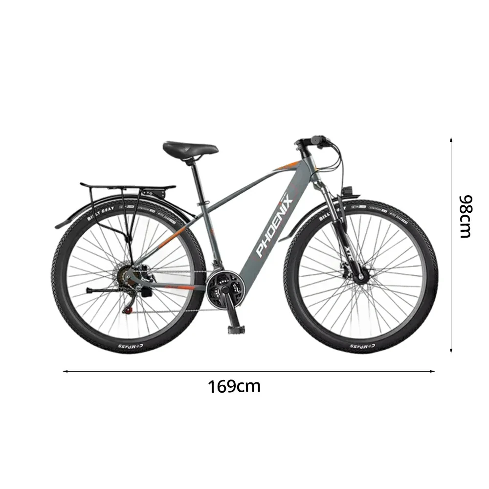VOLTUS 26-Inch Electric Bike, 48V400W Motor, 21-Speed Gears, High Carbon Steel Frame, Spoked Wheels, Hidden Waterproof Battery - Grey - Image 5