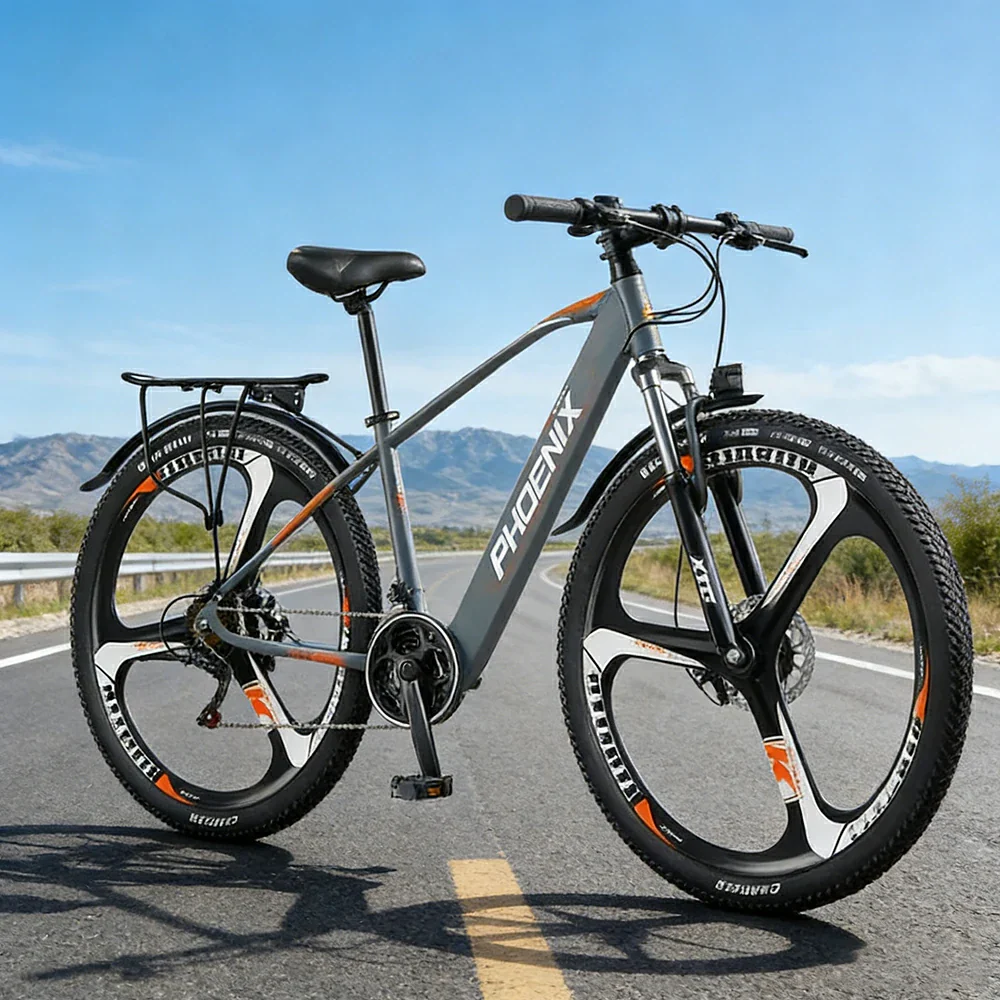 VOLTUS 26-Inch Electric Bike, 48V400W Motor, 21-Speed Gears, High Carbon Steel Frame, Three-Spoke Wheels, Hidden Waterproof Battery - Grey - Image 4