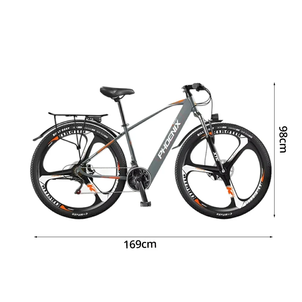 VOLTUS 26-Inch Electric Bike, 48V400W Motor, 21-Speed Gears, High Carbon Steel Frame, Three-Spoke Wheels, Hidden Waterproof Battery - Grey - Image 5