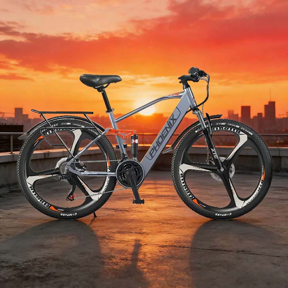 VOLTUS 26-Inch Electric Bike, 48V400W Motor, 21-Speed Gears, High Carbon Steel Frame, Dual Suspension, Hidden Waterproof Battery, One-Piece Wheels - Image 4
