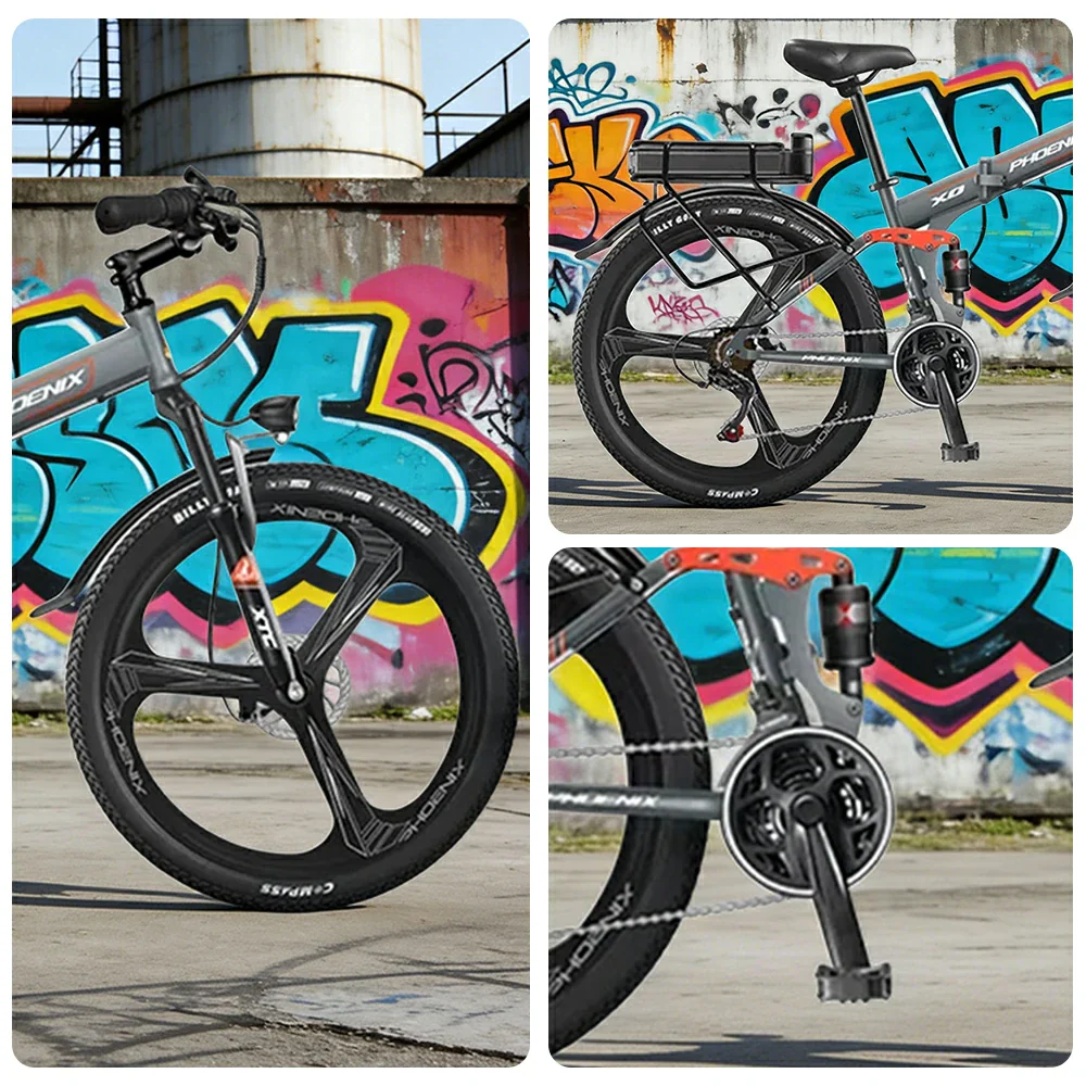 VOLTUS 26-Inch Folding Electric Bike, 48V400W Motor, 21-Speed Gears, High Carbon Steel Frame, Rear Rack Battery, Dual Suspension, One-Piece Wheels - Image 3