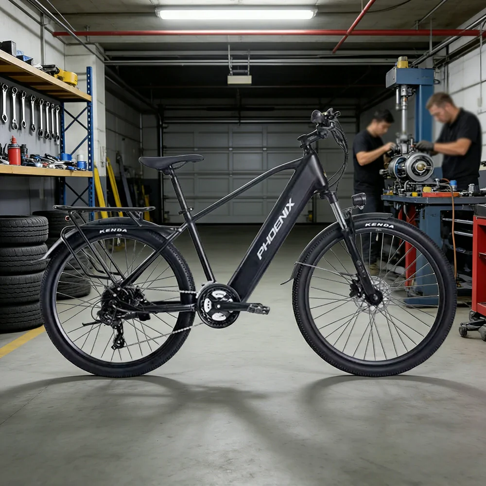 VOLTUS 26-Inch Electric Bike, 36V350W Motor, Shimano 21-Speed Gears, High Carbon Steel Frame, Removable Mid Battery, 80kg Rear Rack - Black - Image 2