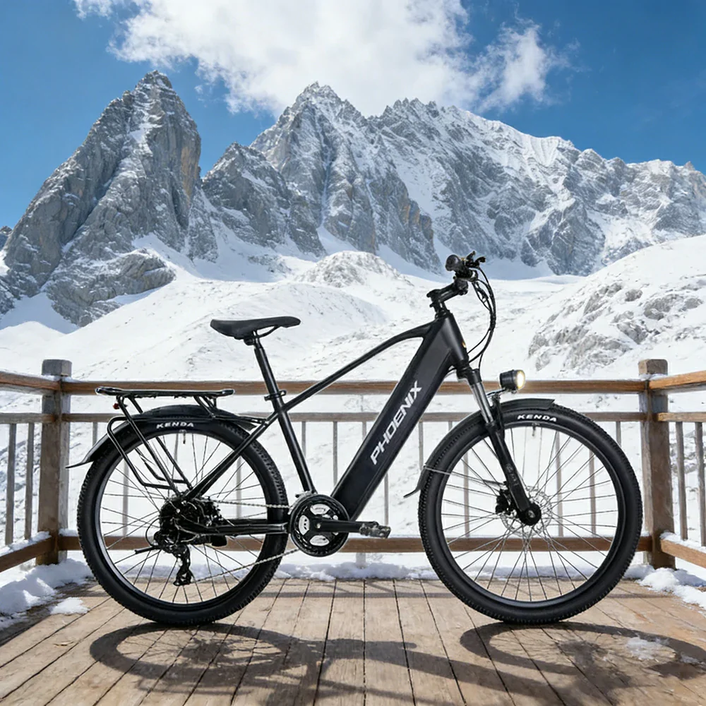 VOLTUS 26-Inch Electric Bike, 36V350W Motor, Shimano 21-Speed Gears, High Carbon Steel Frame, Removable Mid Battery, 80kg Rear Rack - Black - Image 4
