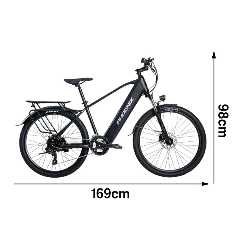 VOLTUS 26-Inch Electric Bike, 36V350W Motor, Shimano 21-Speed Gears, High Carbon Steel Frame, Removable Mid Battery, 80kg Rear Rack - Black - Image 5