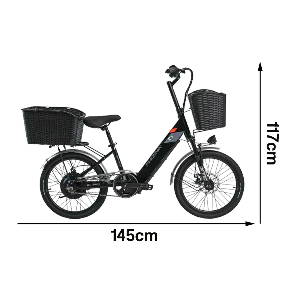 VOLTUS 20-Inch Electric Bike, 36V350W Brushless Motor, Dual Disc Brakes, High Carbon Steel Frame, Hidden Waterproof Battery - Black - Image 5