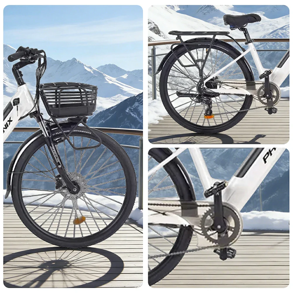 VOLTUS 26-Inch Electric Bike, 48V400W Rear Motor, 5-Level Assist, Shimano 7-Speed Gears, Aluminium Alloy Frame, Removable Battery - White - Image 3