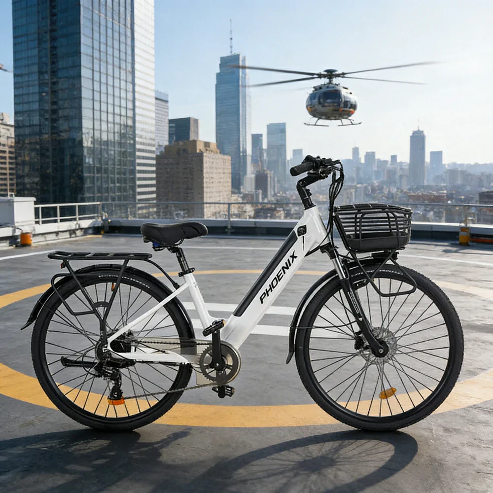 VOLTUS 26-Inch Electric Bike, 48V400W Rear Motor, 5-Level Assist, Shimano 7-Speed Gears, Aluminium Alloy Frame, Removable Battery - White - Image 4