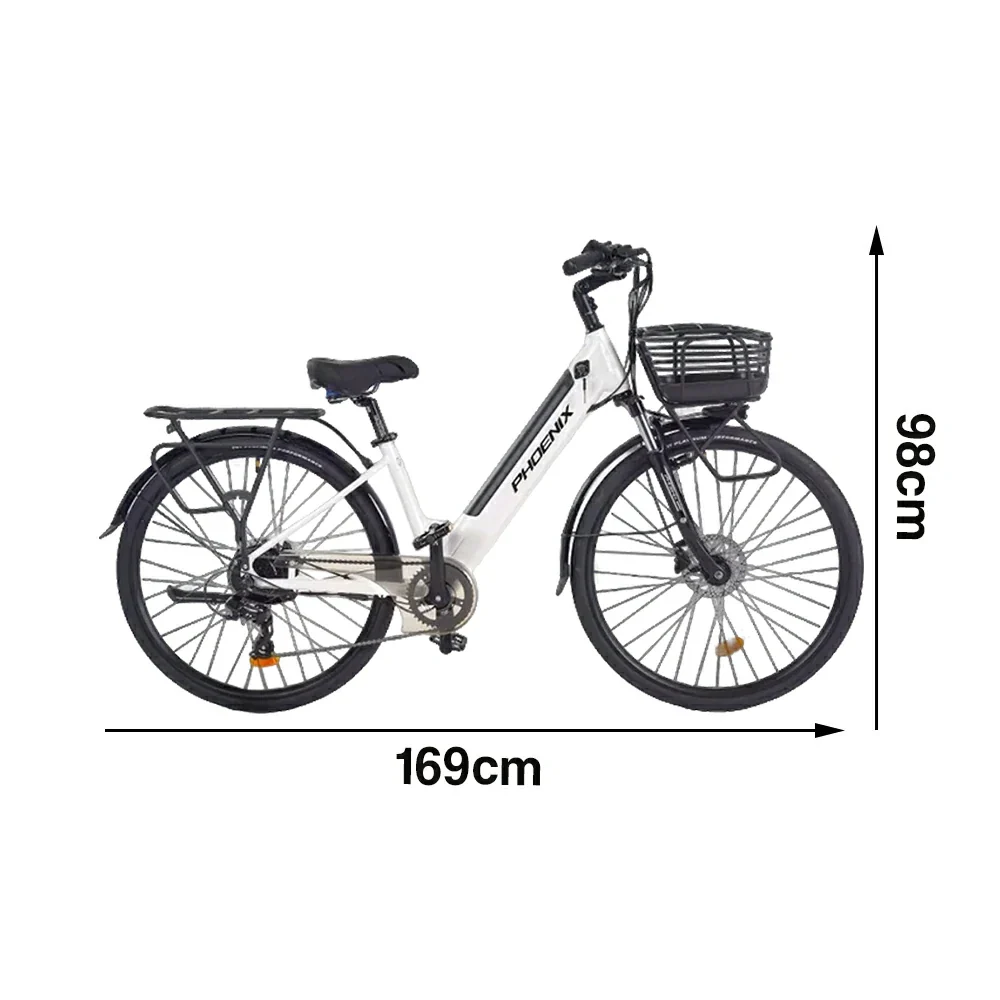 VOLTUS 26-Inch Electric Bike, 48V400W Rear Motor, 5-Level Assist, Shimano 7-Speed Gears, Aluminium Alloy Frame, Removable Battery - White - Image 5