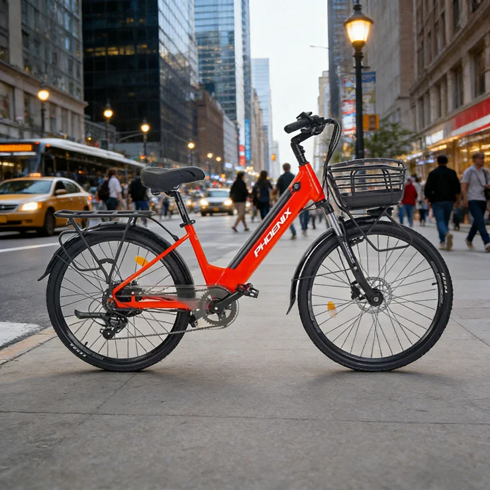 VOLTUS 26-Inch Electric Bike, 48V400W Rear Motor, 5-Level Assist, Shimano 7-Speed Gears, Aluminium Alloy Frame, Removable Battery - Red - Image 2